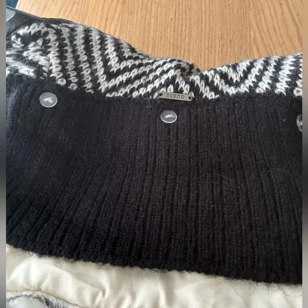 Guess Black & White Women's Faux-Fur Collar Jacket Vest S - Image 12