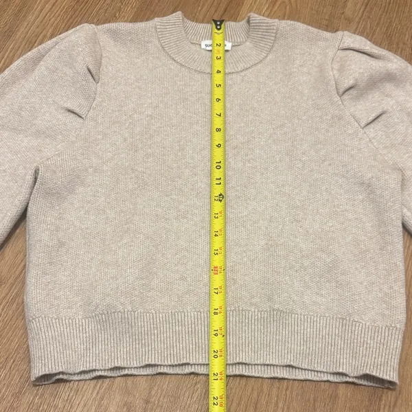 Sugarlips Large Oatmeal Beige Long Sleeve Sweater Cropped Pleated - Image 4
