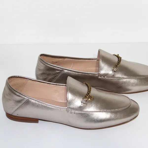 Coach Hanna Loafer Champagne and Gold Metallic Leather Shoes Size 8.5 - Image 5