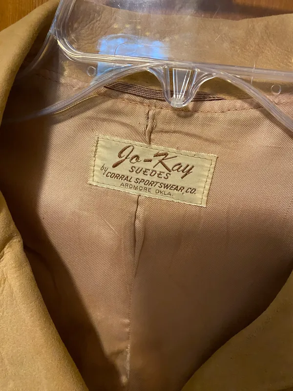 VTG 70s Jo-Kay Suede Leather Jacket Tan/Light Brown Western Fringe FUC - Image 3