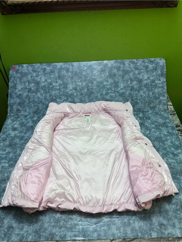 PINK Victoria's Secret Light Pink Quilted Puffer Vest S - Image 4