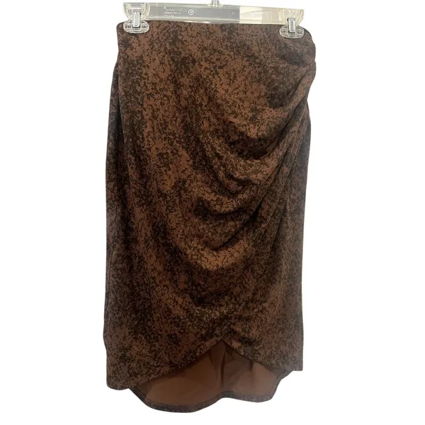 Open Edit Boho Brown Tulip Hem Flowy Knee Length Festival Earthy Skirt S NWT - Image 2