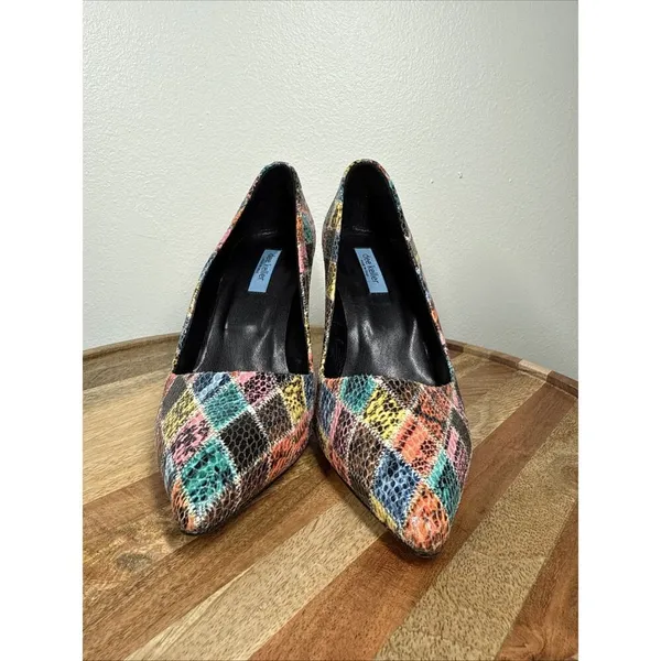 Dee Keller Pumps Multi Color Snake Skin Embossed Pointed Toe Italy Sz.40 Leather - Image 7