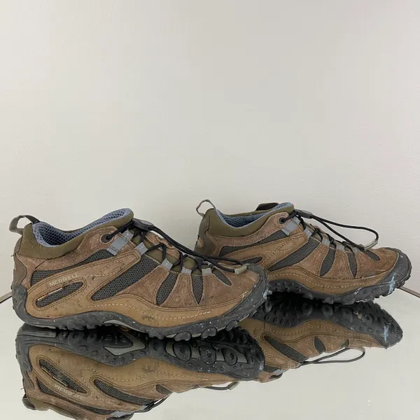 Merrell Brown Suede Chameleon Arc Vibram Womens Hiking Stretch Shoes - Image 3