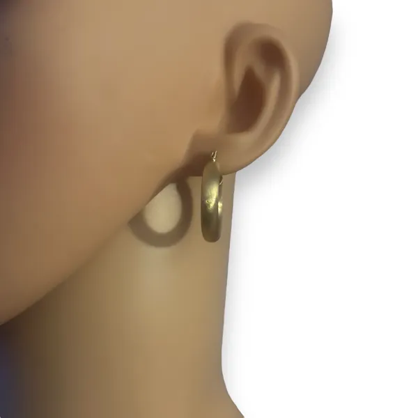 Gold Tone Satin Hoop Earrings - Image 2