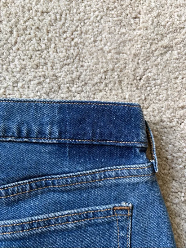 Abercrombie and fitch denim blue mini jean mid rise summer festival short sz 28 - Image 7