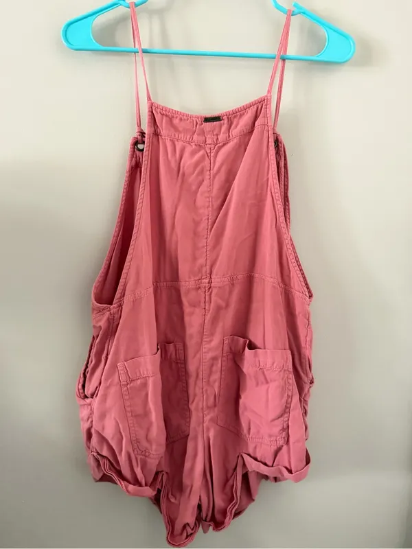 🪸Billabong Wild Pursuit Pink Romper Shorts Overalls Jumper Bibs🪸 ~medium - Image 5
