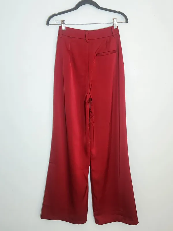 Lulus Red Satin Wide Leg Pants Size Small NWT - Image 5