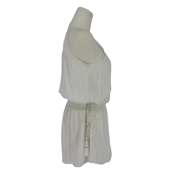 Ramy Brook NWT Lydia White Gold Lurex Smocked Mini‎ Dress XS - Image 5