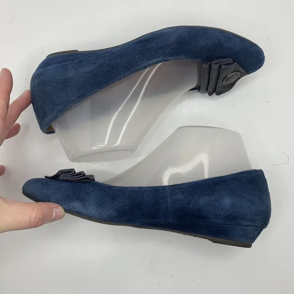 Jeffrey Campbell Size 6.5 Ibiza Reagle Blue Suede Leather Kitten Wedge Shoes - Image 4