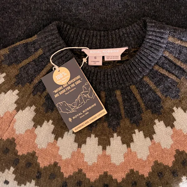 NWT!! ROYAL ROBBINS Rockcraft Merino Wool Fair Isle Crew Neck Sweater Small - Image 11