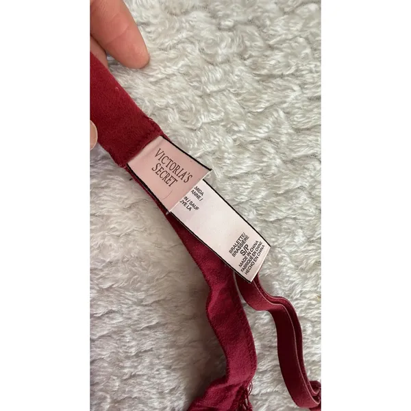 Victoria's Secret Burgundy Floral Lace Triangle Bralette Unlined Small S/P - Image 5