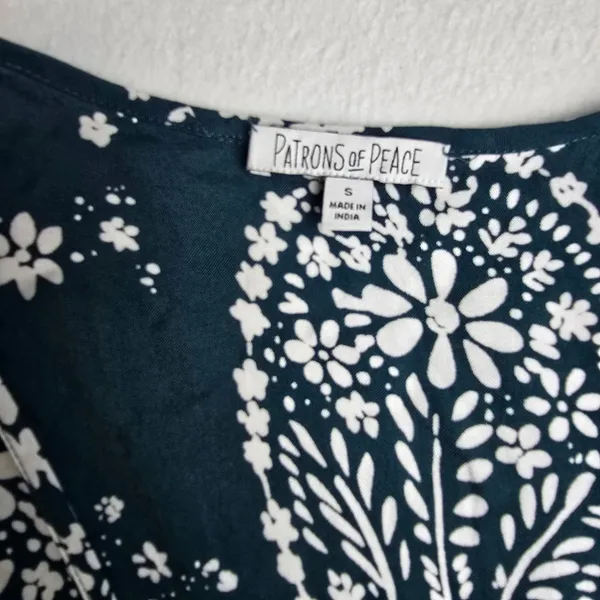 Patrons of Peace‎ Teal Paisley Faux Wrap Maxi Dress Short Sleeve Small J2083F58 - Image 3