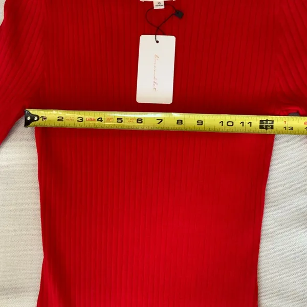 line and dot red long sleeve maxi‎ dress with slit XS - Image 6