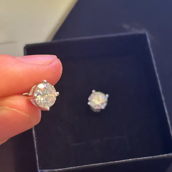 Kay Jewelers GRA CERTIFIED PASSES Moissanite Earrings 7mm Or 2.5 Carats 925 Silver (RE - Image 2
