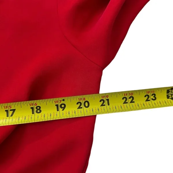 Express Womens Red Front Knot Bishop Sleeve Peplum Blouse Large Solid | 0147 - Image 4