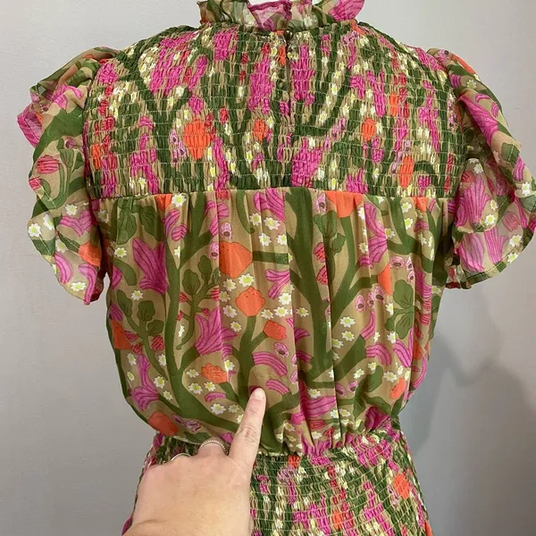 Entro Saturday In The Park Floral Mini Smocked Dress Size Small - Image 14