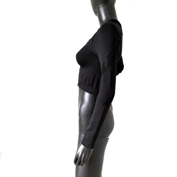 Gym Top T-shirt Crop Top Blouse Cover Up Tee Long Sleeve Sport Tee Slim Fit Top - Image 2