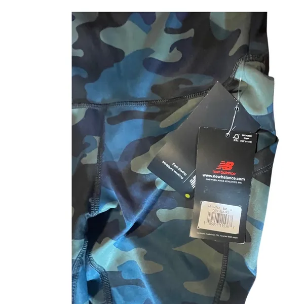 New Balance Womens Blue Camo High Rise Pocket Leggings‎ WP13471X Fast Drying S - Image 6