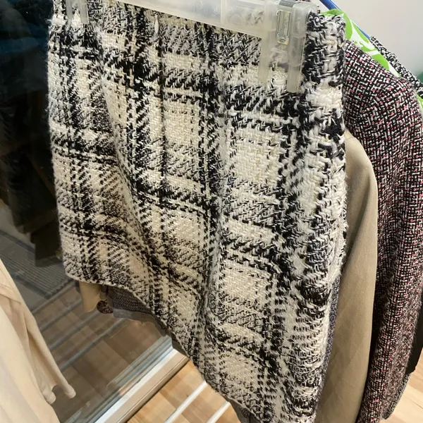 LOFT Black and white plaid mini skirt Sz 0 wool #miniskirt - Image 3