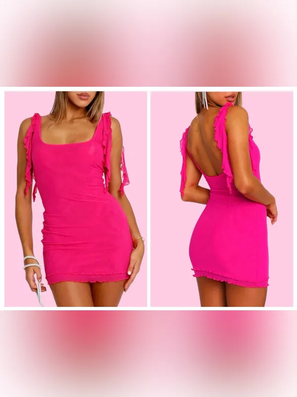 White Fox Boutique Don’t tell me now mini dress in hot pink SZ:S - Image 2