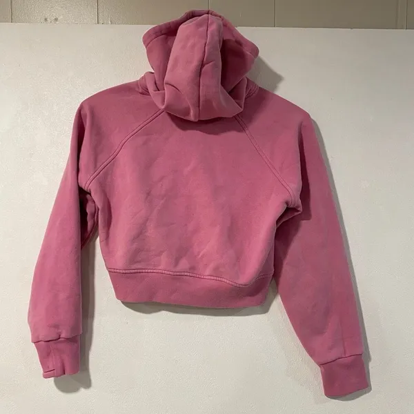 Athleta Girl Cropped Hoodie L 12 Pink Quarter Zip Sweatshirt - Image 2