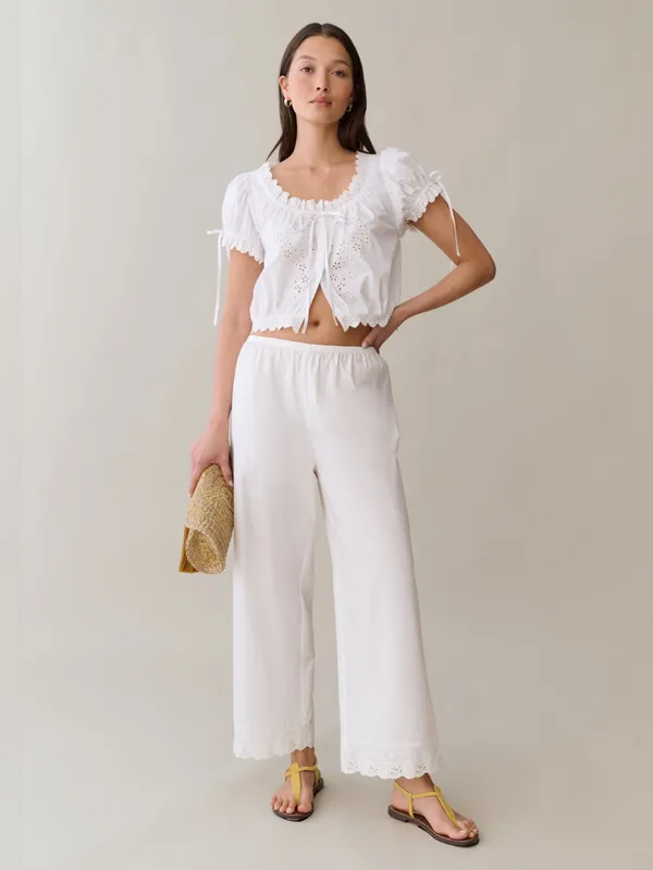 NWT Few Moda Wendy Cotton Top size XS white eyelet lace Sorella crop - Image 5