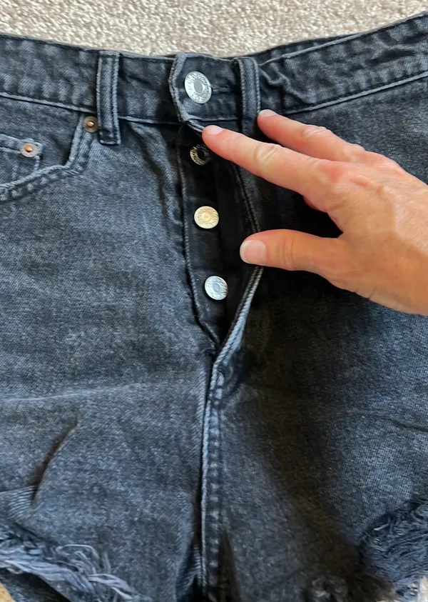 ZARA Black High Rise Distressed Cheeky Denim Shorts Size 2 - Image 3