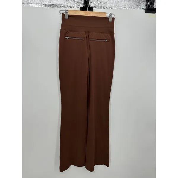 Athleta Venice Wide Leg Pant Chocolate Brown High Rise Ribbed Waist XXS Pockets - Image 3