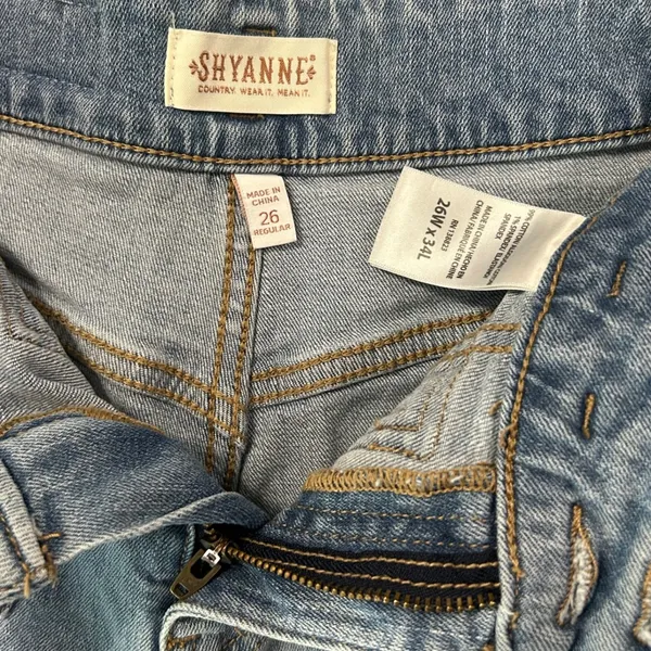 Shyanne High Waisted Flare Jeans Light Wash Seam Front Patch Pocket Western Boho - Image 6