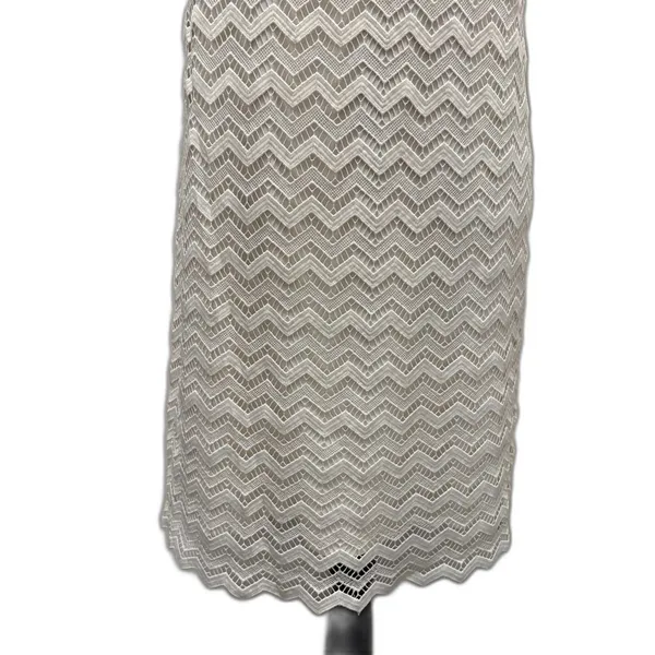 Loft White Chevron Lace Overlay Shift Dress Bridal Classic Chic Size‎ 6 - Image 5
