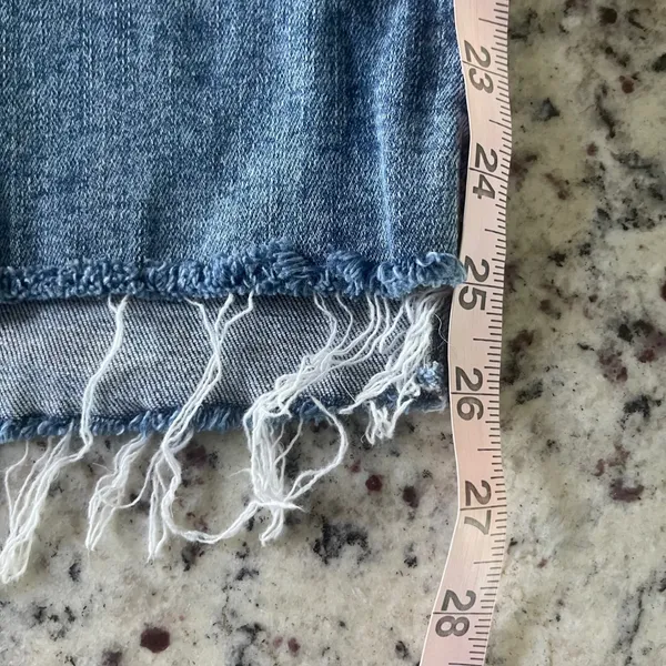 LOFT The Kick Crop Jeans Women 10/30 Blue Medium Wash Raw Hem High Rise Denim - Image 9