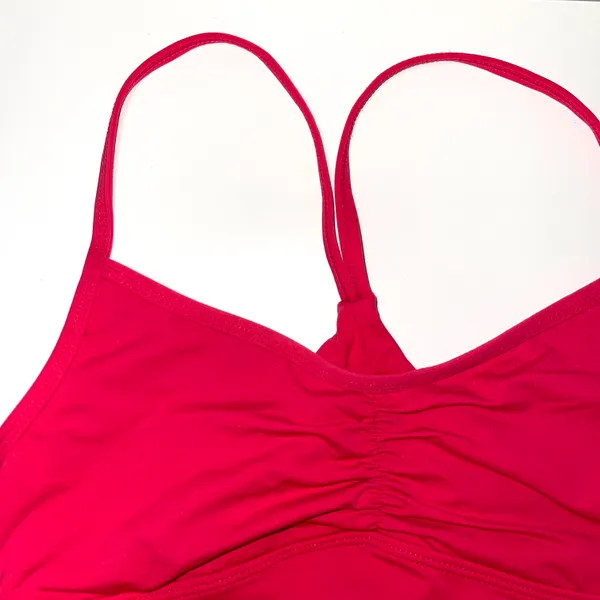Athleta Hot Pink Ruched Keyhole Back Unlined Sports Bra - Image 3