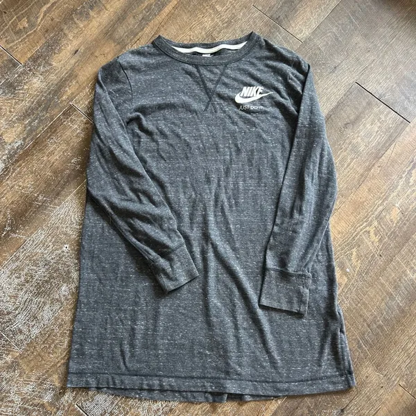 Nike Womens Charcoal Gray‎ Heather Long Sleeve Just Do It Tunic Top Size Medium - Image 3