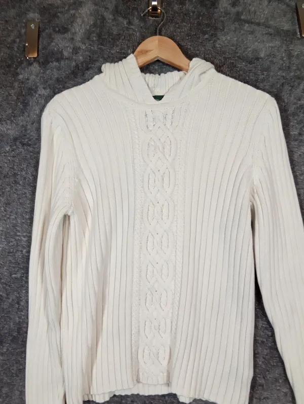 Lauren Ralph Lauren Women Cable Knit Cotton Fisherman Preppy Coatal Sweater M - Image 4