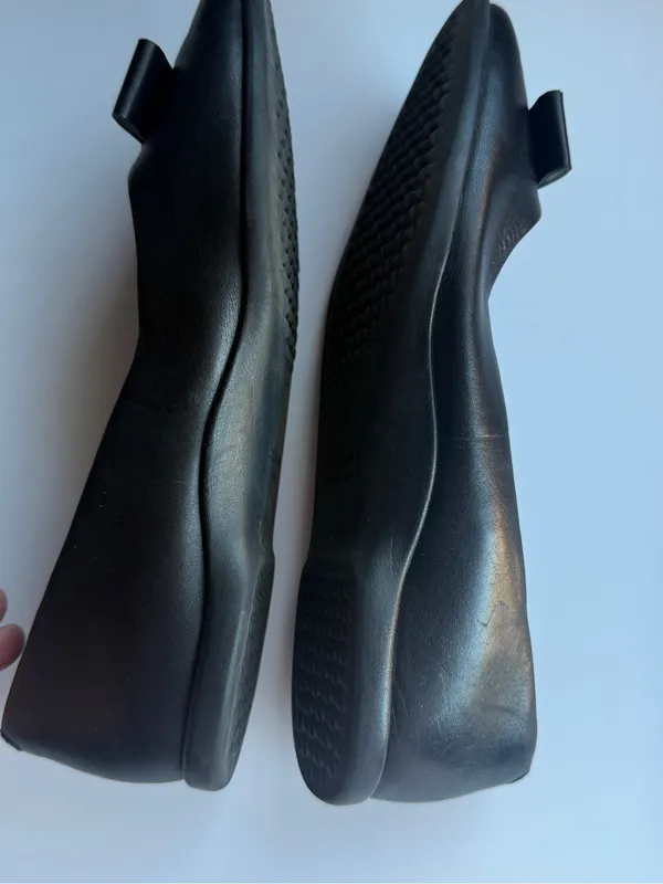 Cole Haan Black Leather Bow Peep-Toe Flats 7B - Image 7