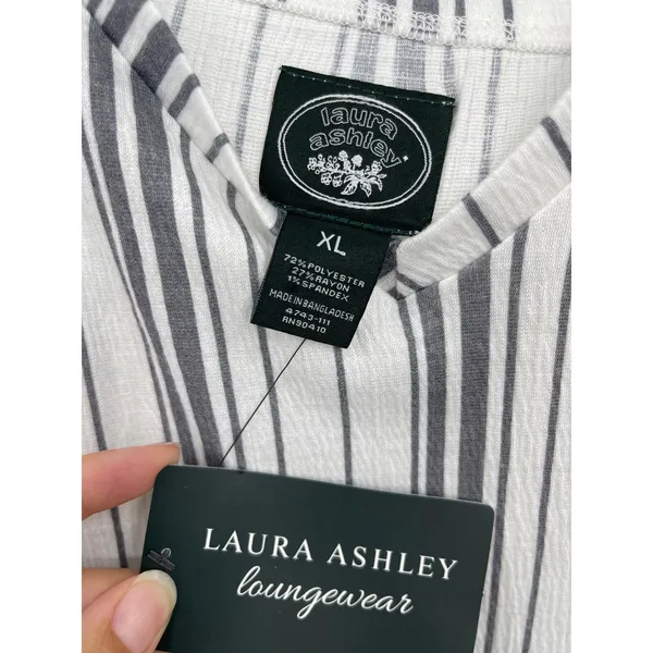 Laura Ashley Striped Tank Top Cami Sleeveless White Gray Womens Size XL NEW - Image 6
