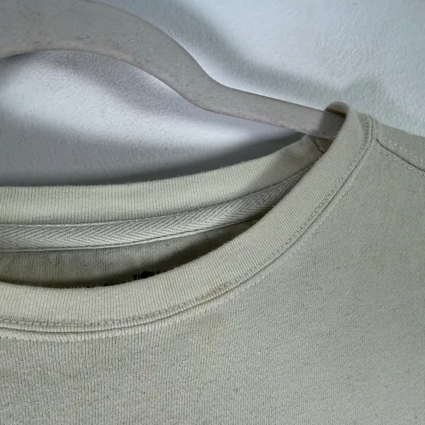 Natural Life Sweatshirt Cotton Blend Pullover Cream Navy Tie Dye READ Womens Med - Image 4