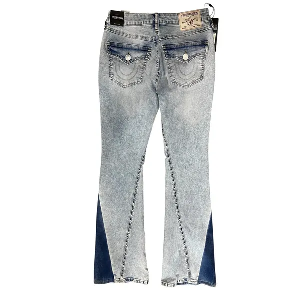 True Religion Jeans Joey NWT Y2K Mid Rise SZ 26 Patchwork Two Tone Flap Pockets - Image 4