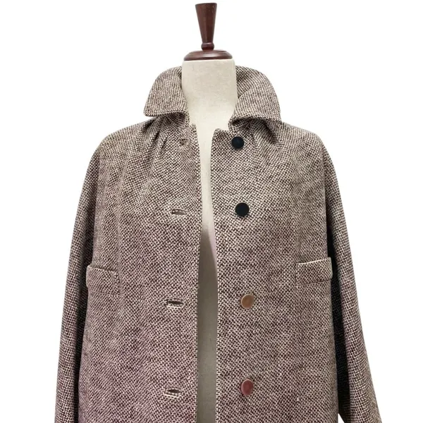 Vintage 1950s Tweed Maxi Coat Small Brown Hand Tailored Dumas California - Image 7