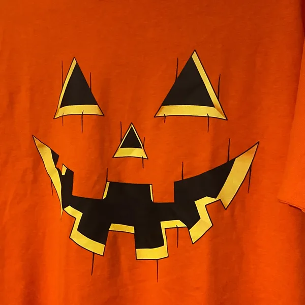 Orange Halloween Pumpkin Face T - Image 2