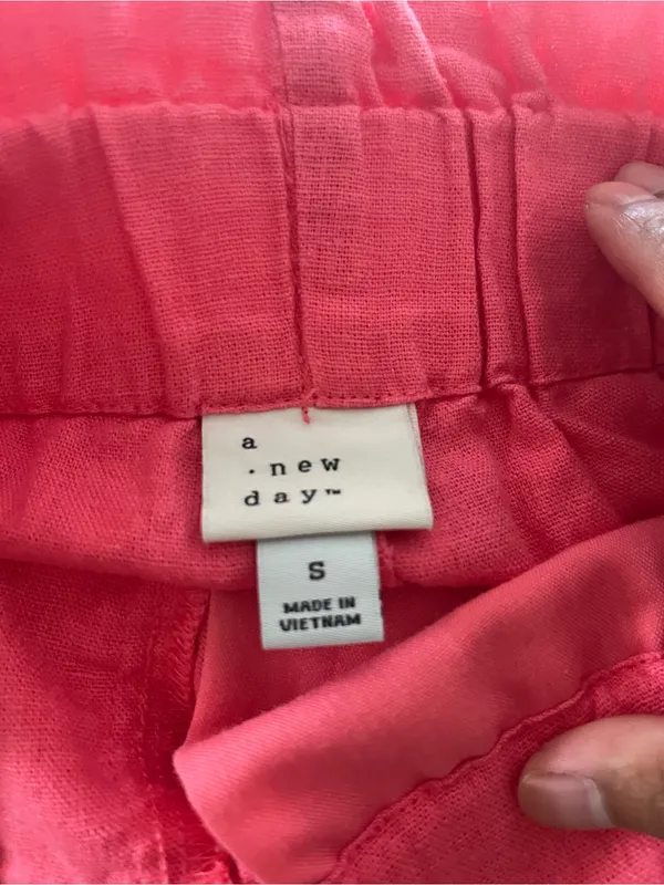 A New Day Pink Linen Blend Pull On Shorts Small Coastal Euro Summer Resort - Image 5