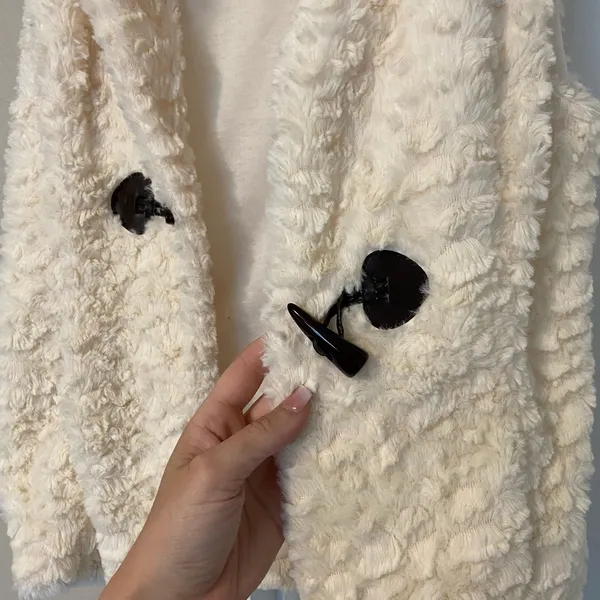 Forever 21 Cream Sherpa Vest with Black Accents - Image 2
