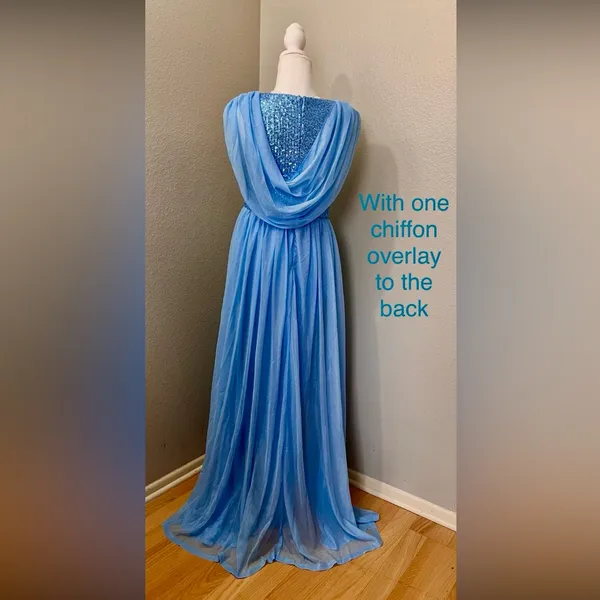 #678 Homecoming/Holiday Cinderella Blue V-neck Sequins-Small/Size 4-6 - Image 3