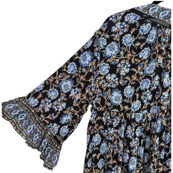 Free People Moonlight Dance Floral Bell Sleeve Boho Tunic Top Blue Size‎ Small - Image 14
