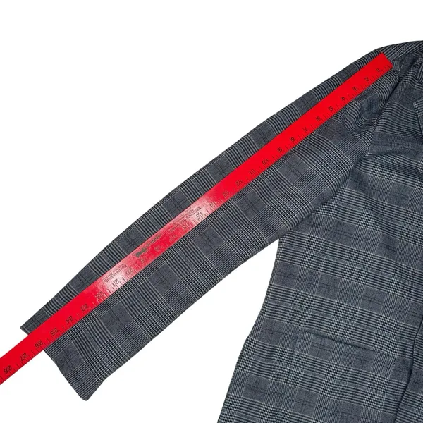 Hollister XL Navy Houndstooth‎ Plaid Open Front Sweater Blazer Jacket Academia - Image 7