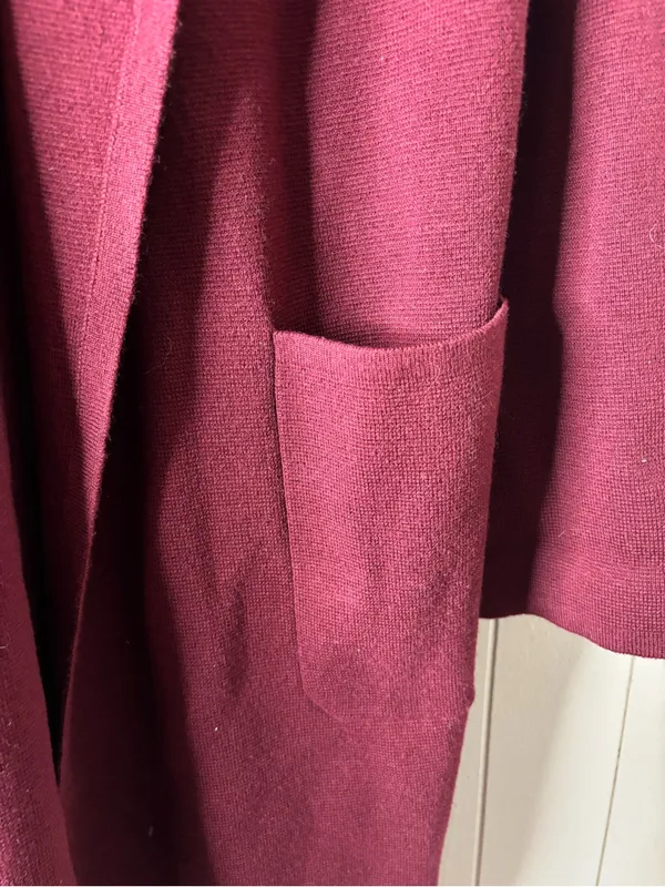 J. Crew Cardigan Sweater Long Open Front Women Medium Red Oversized - Image 3