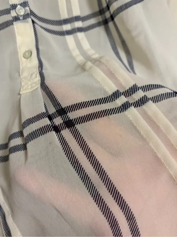 Abercrombie & fitch white and blue plaid sheer top size medium - Image 5