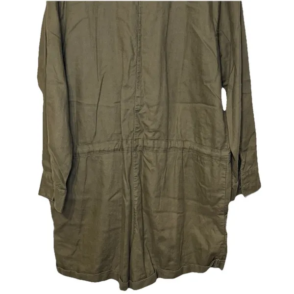 Aerie‎ Women's Romper One-piece Long Sleeve Button Up Pockets Olive Green Large - Image 9
