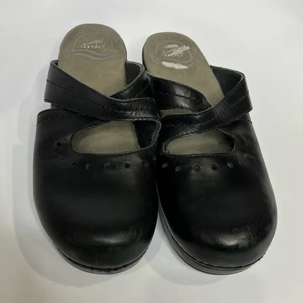 Dansko black‎ leather mules clogs size 37 - Image 2